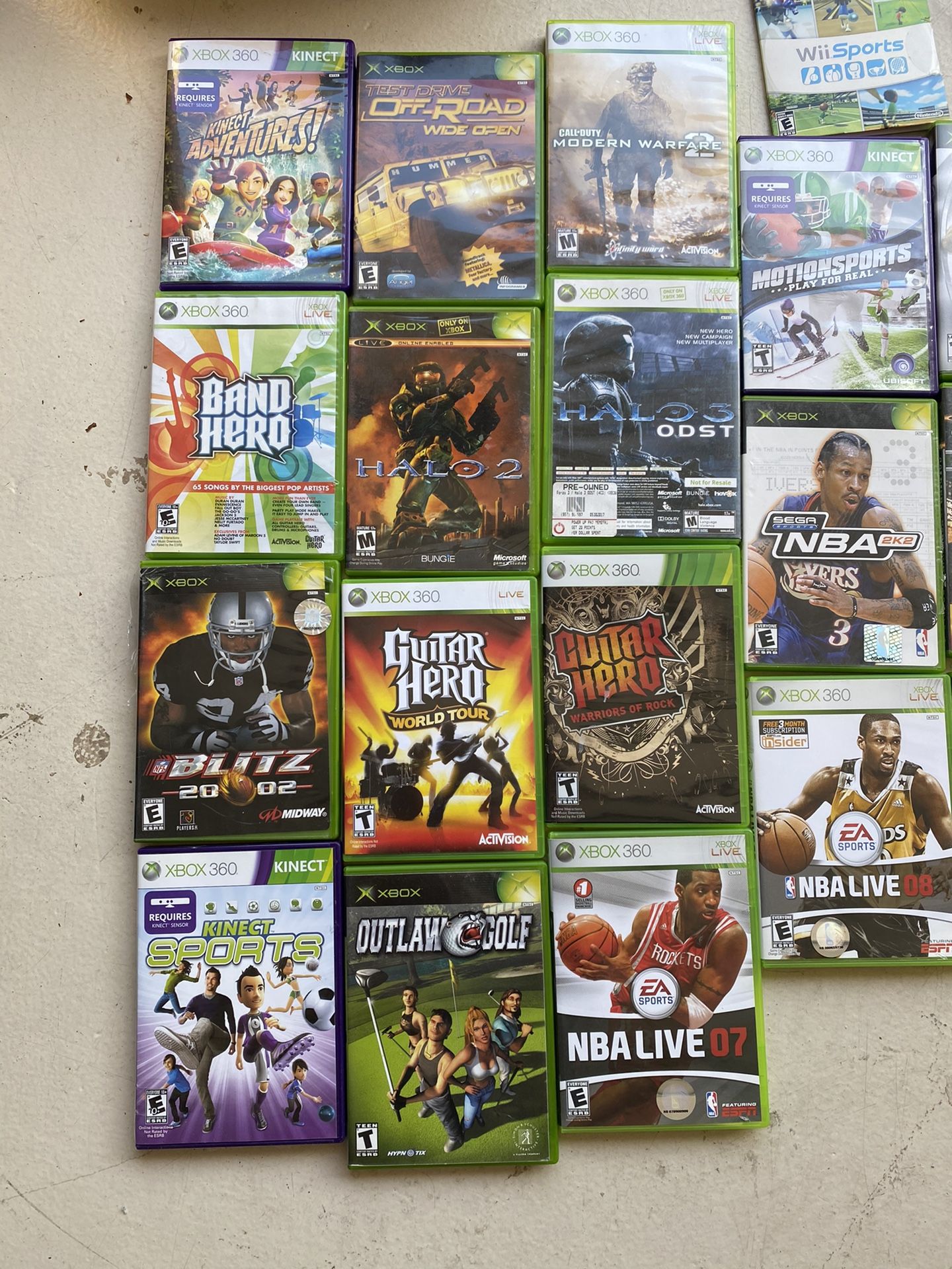 Games, Xbox 360, Xbox controllers, guitar hero guitar, wii accessories