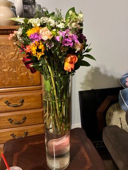 Tall Clear Glass Cylinder Vase