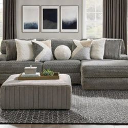 Brand New Grey Super Plush Sectional Sofa (Pillows Included)(Ottoman Sold Separately)
