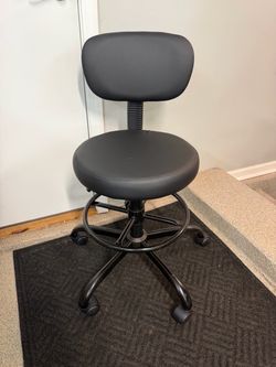 Brand New Black Height Adjustable Rolling Drafting Stool w/Adjustable Foot Ring