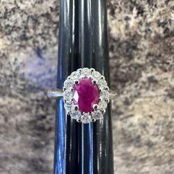 14k Ruby Ring Size 7 With Diamonds 