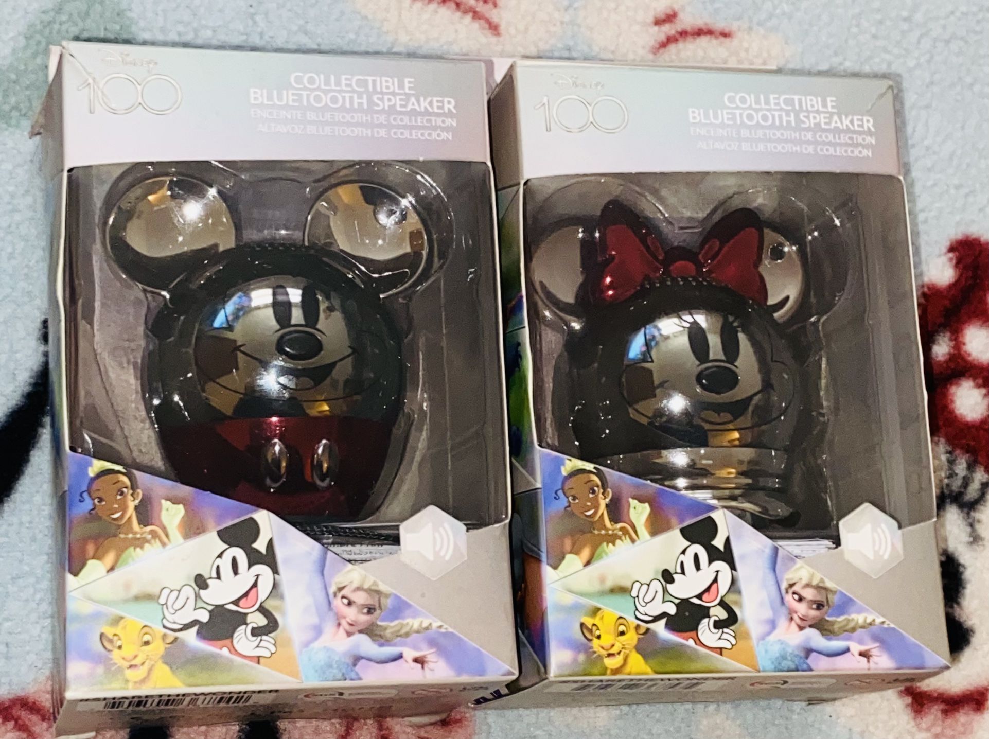 2 SET/🪩🎼🔴🐭🔊⚫️✨DISNEY MICKEY MOUSE🐭&MINNIE MOUSE🐭PORTABLE BLUETOOTH SPEAKERS🔴🎼🔊🪩🐭⚫️✨