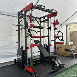 Smith Machine 200 | Adjustable Bench | 245lb Cast Iron Olympic Weights | 7ft Olympic Bar | Fitness | Gym Equipment | FREE DELIVERY/INSTALLATION 🚚 🛠️