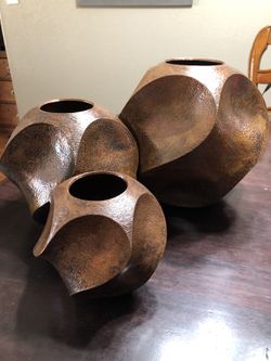 Set of 3 copper pots