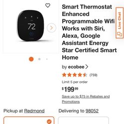 Smart Thermostat Enhanced Programmable Wifi Works with Siri, Alexa, Google Assistant Energy Star Certified Smart Home