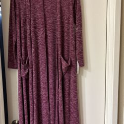 Long Light Weight Eggplant Purple Color Cardigan