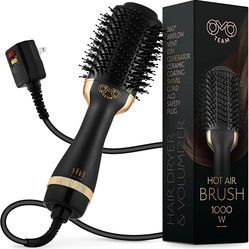 OMOteam Professional Blowout Hair Dryer Brush, Black Gold Dryer and Volumizer, Hot Air 