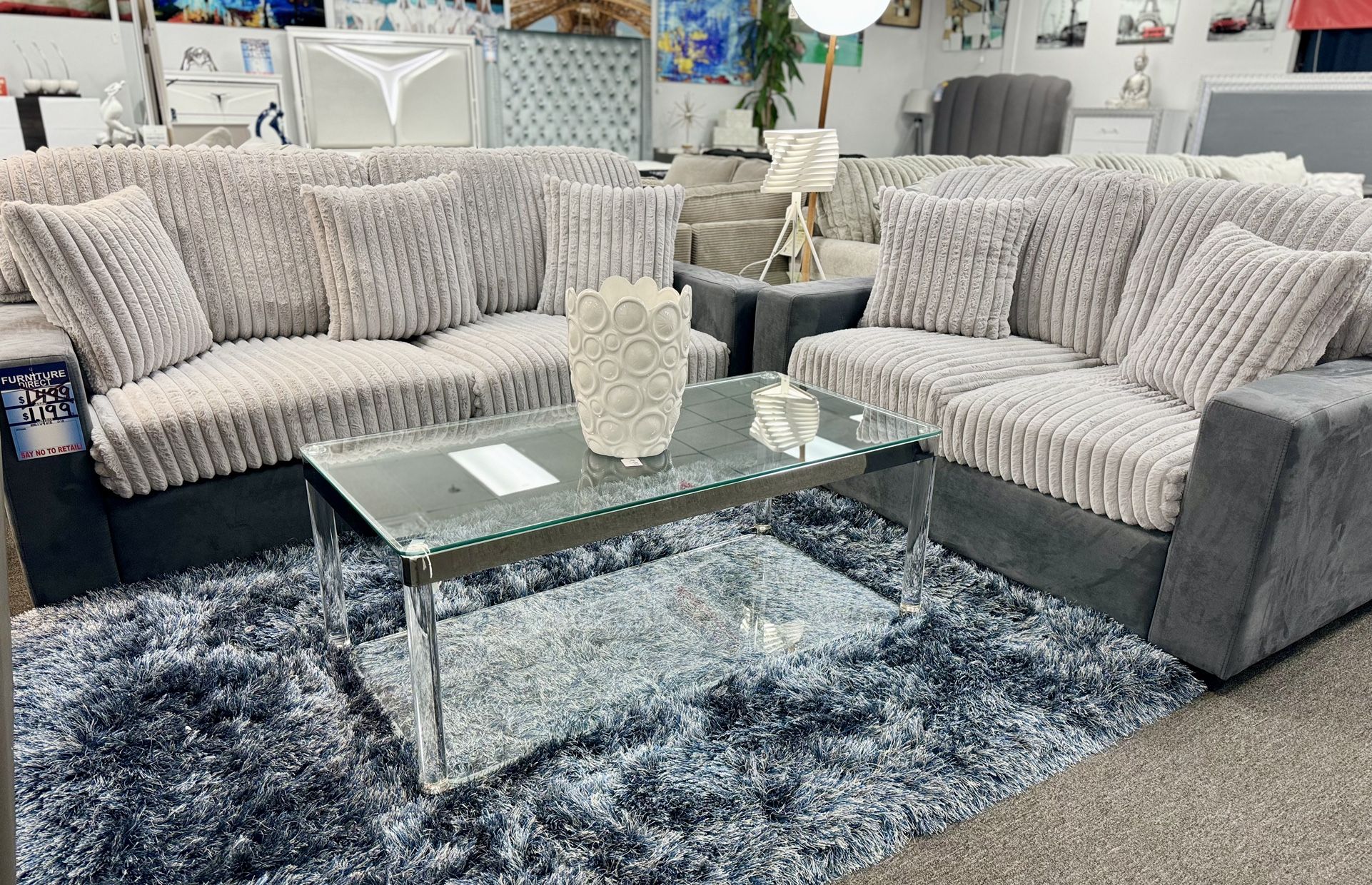 Stunning Grey Plush Sofa&Loveseat Available Amazing Deal $999 (Huge Saving)