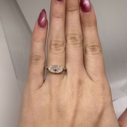 2 Carat East West Marquise Moissanite Diamond Half Bezel 