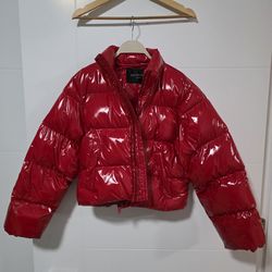 Balenciaga Red Gloss Puffer Jacket - Women's. Size M