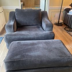 Charcoal Microfiber Armchair & Ottoman