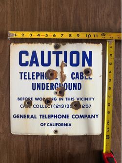 Vintage General Telephone Company of California Porcelain Sign