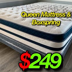 Queen Siesta Edition Europillow Top 12inch Mattress And Boxspring!!