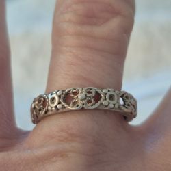 Vtg.Sterling Silver Ornate Band Ring- Sz8