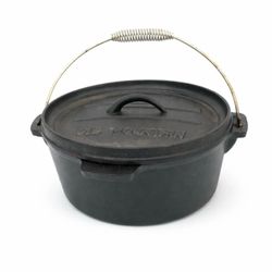 Old Mountain 4 Qt Cast Iron Camp Dutch Oven Flanged Lid Bail Handle