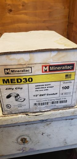 Pack of 100) Minerallac MED-30 One Hole Straps Jiffy Clips 1/2" NEW!