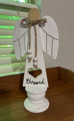 Wooden Angel Figurine Blessed Home Decor