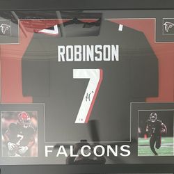 Bijan Robinson Signed Atlanta Falcons Framed Custom Pro Style Jersey Beckett