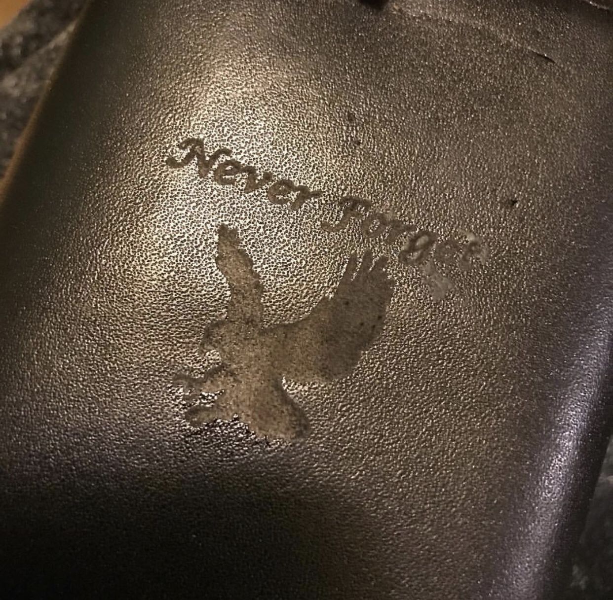 Customized laser burned wallet (Never Forget)
