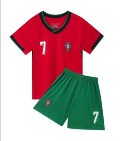 Soccer jersey and short Red # 7 age 11 to 12