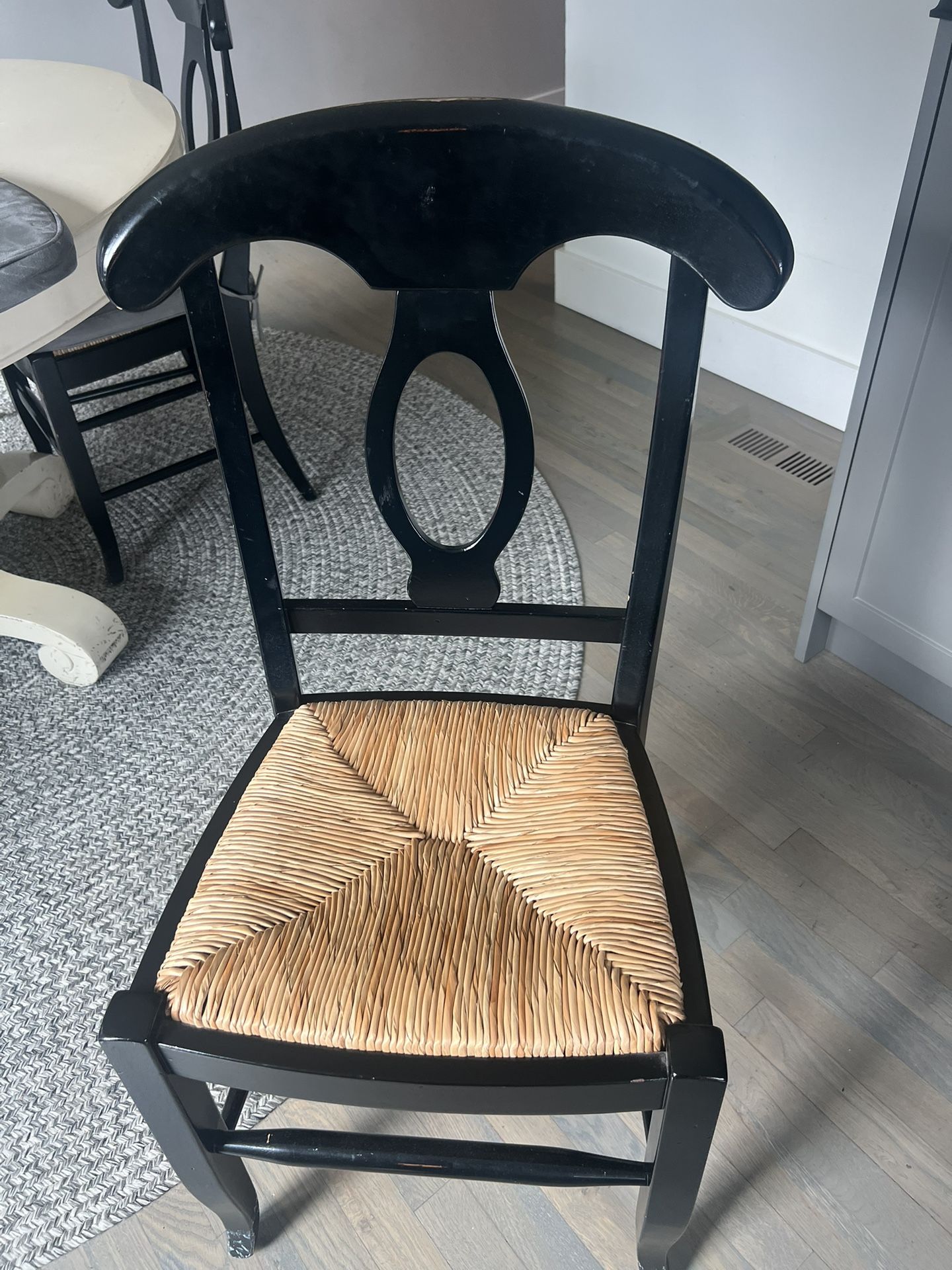 Pottery Barn Black Wicker Seat Chairs With Cushion $$30 Each 