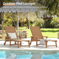 3 Pieces HDPS Adjustable Lounge Chair With Side Table