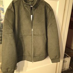 Bomber Green Jacket Zipper Front Hoodie Hand Pockets 2XL NWT