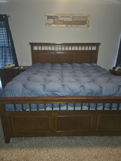 King bed frame and complete bed room set.