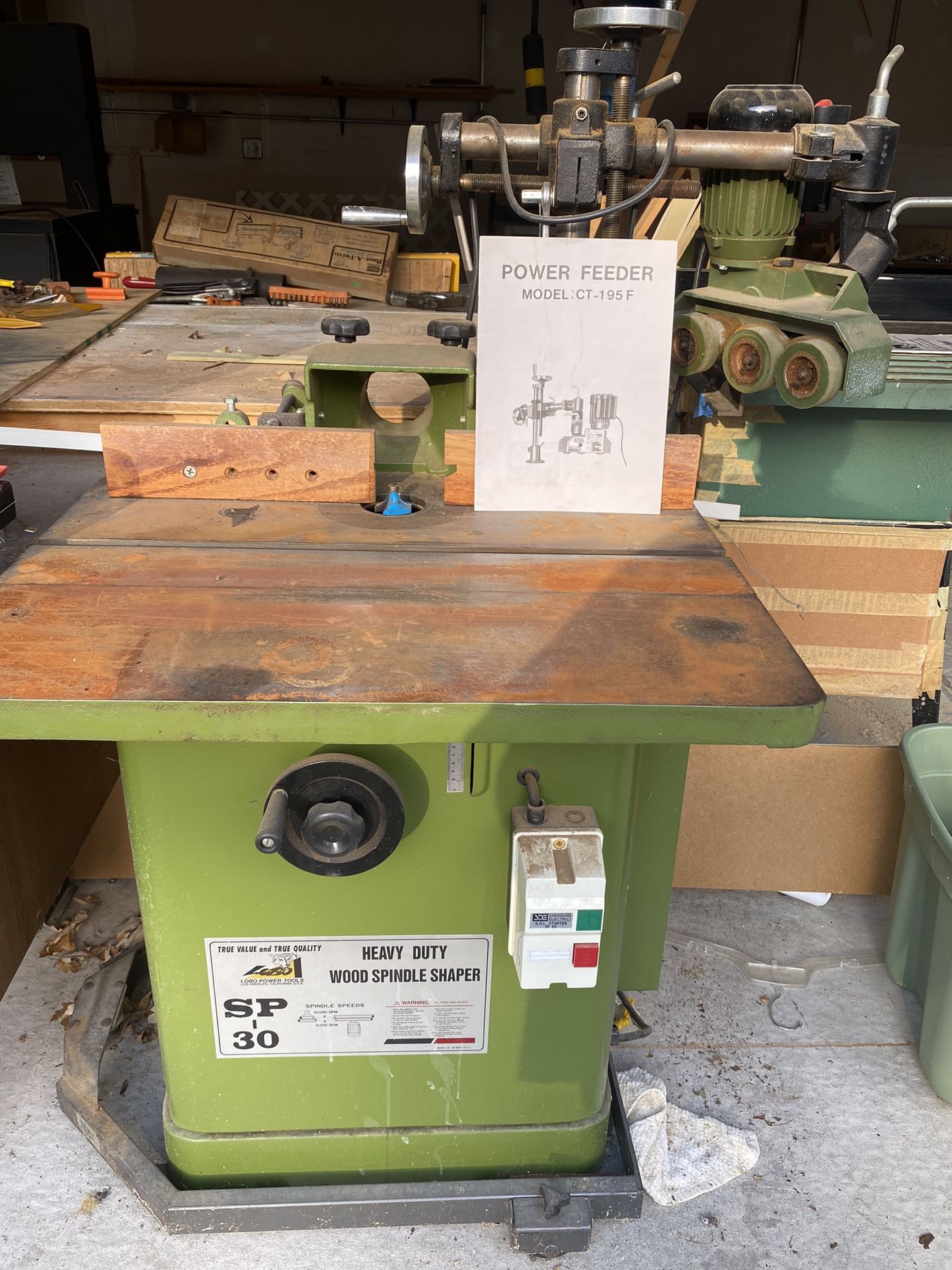 Lobo Heavy Duty Wood Spindle Shaper & Power Feeder