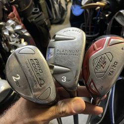 Hybrid woods 2/3/4 in right handed / mixed brands 
