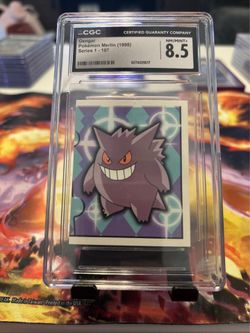 1998 POKEMON TCG MERLIN GENGAR STICKER CGC 8.5 NM/MINT + STICKER SERIES 1 - 187.