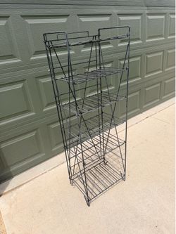Black Metal Outdoor Plant Shelf (LxWxH: 18” x 13” x 54”)
