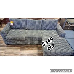Dark Gray Jumbo Corduroy Sectional Sofa 