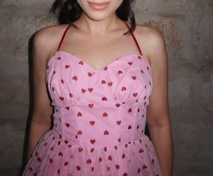 Betsey Johnson Viral Red Hearts Pink dress SMALL