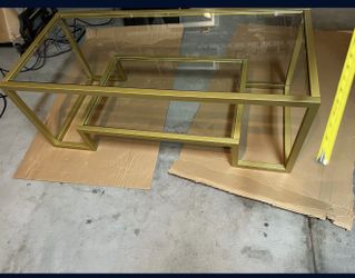 Glass coffee table gold frame