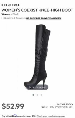 DOLLHOUSE WOMEN'S Black COEXIST KNEE-HIGH BOOT size 9