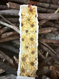 Handmade Watercolor Bookmark – Sunflower Design – $15