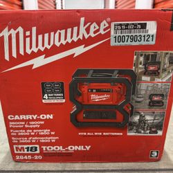 Milwaukee M18 18V Lithium-Ion Cordless 3600-Watt/1800-Watt Battery Powered Power Supply