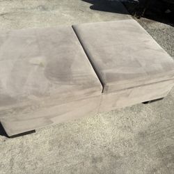 Plush Tan Ottoman With storage