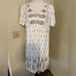 Lapogee Women's Shirt Sleeve Paisley And Floral Tunic Boho Dress Size XL