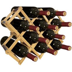 Wine Rack, Foldable Wine Racks Countertop with 8 Slots for 750ML Standard Bottle, 10 Bottles Stackable Wine Bottle Holder for Wine Storage, Wobble-Fre