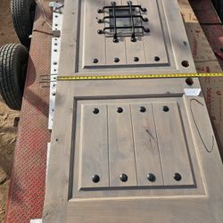 Solid Wood Exterior Door w/ Iron Window – Rustic / Hacienda Style – 36” x 80”