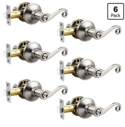 Privacy Door Lock, Keyless Entry Bedroom Bathroom Door Handle with Modern Curlicue Scroll Design, Right Handed Interior Lever, Easy Installation, Sati