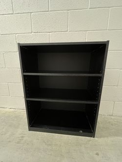 Black Wood Bookcase, Shelf, Stand with 3 shelves