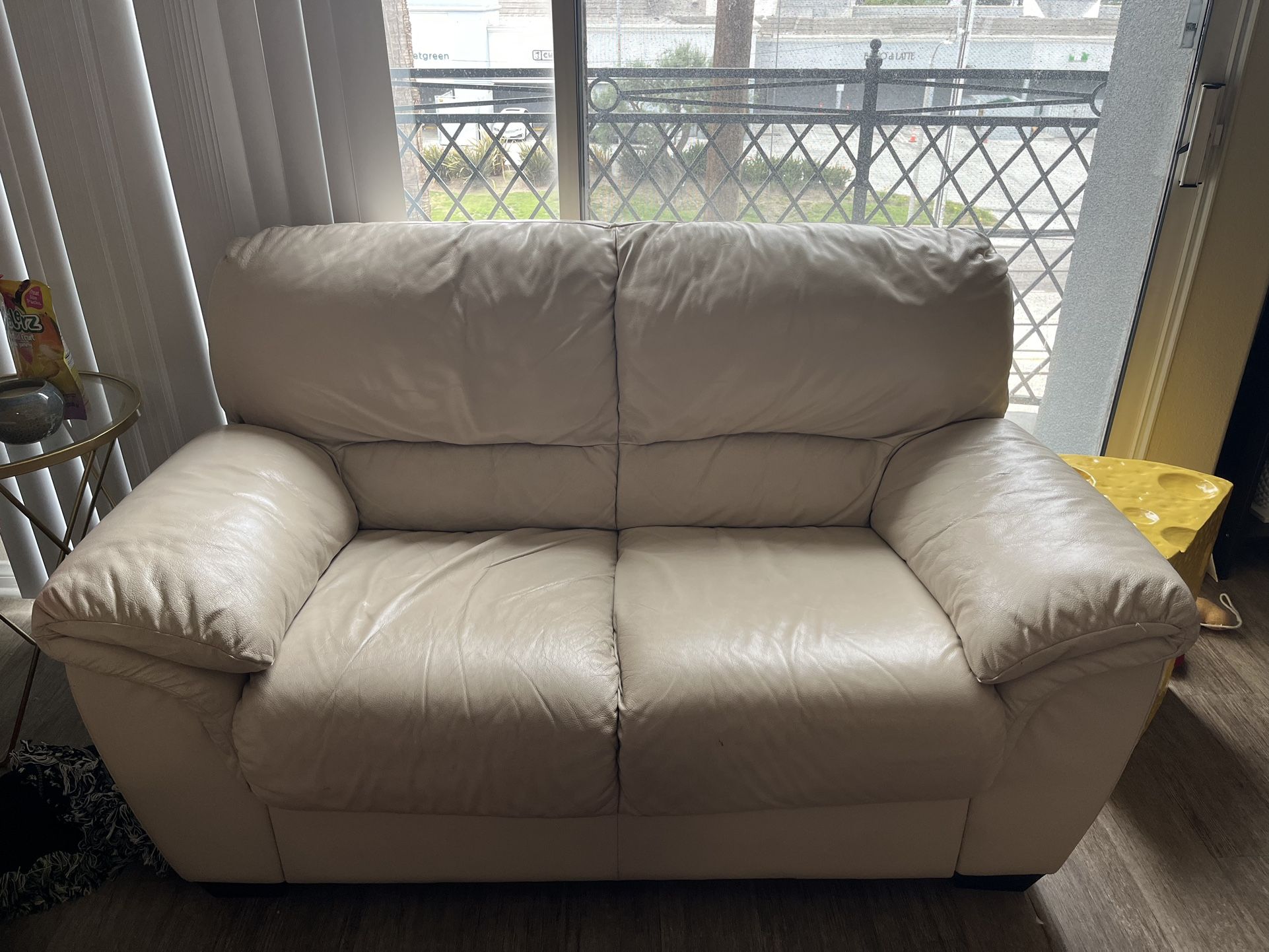 Cream Leather Couch