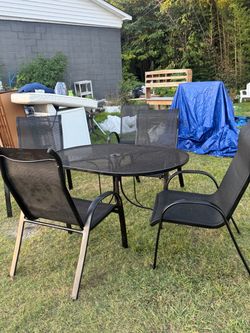 5-Piece Black Metal Patio Set