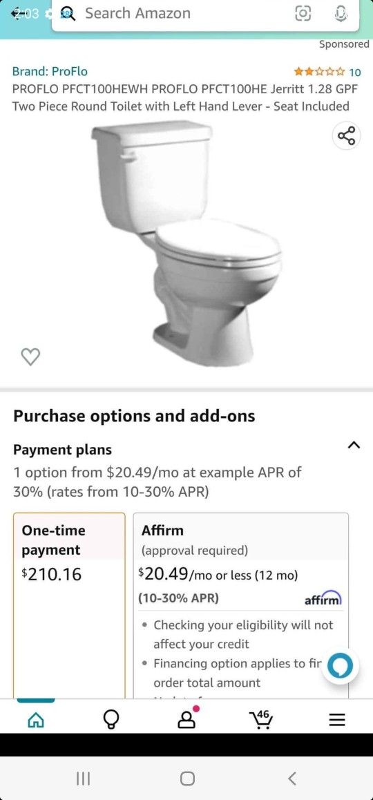 Proflo Toilet New