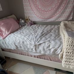 White Twin bed frame + Box Spring
