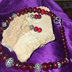 Hand Made/designed Ruby Red/silver