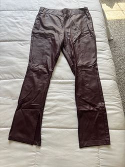 Pleather wide leg stretchy pants